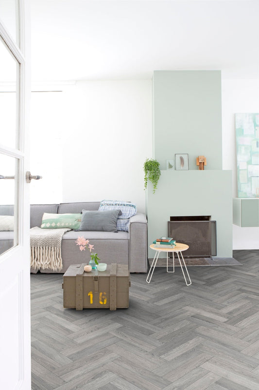 Luxor Herringbone Style Lino Vinyl Flooring - Marilyn 93