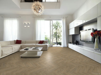 Sepia Herringbone Vinyl Flooring